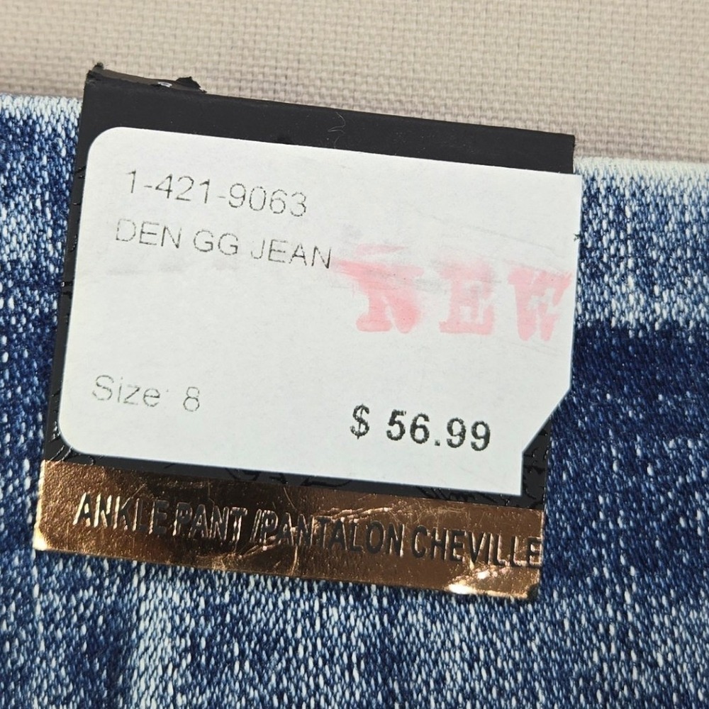 GG Jeans Ankle Pants Floral Embroidered Sequin Light Wash Blue Women Size 8 - Picture 12 of 15